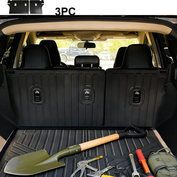 3PC Custom Fit Cargo Liners and Backrest TPE All Weather Mat For 2025 - 2026 Nissan Murano - Black image 2