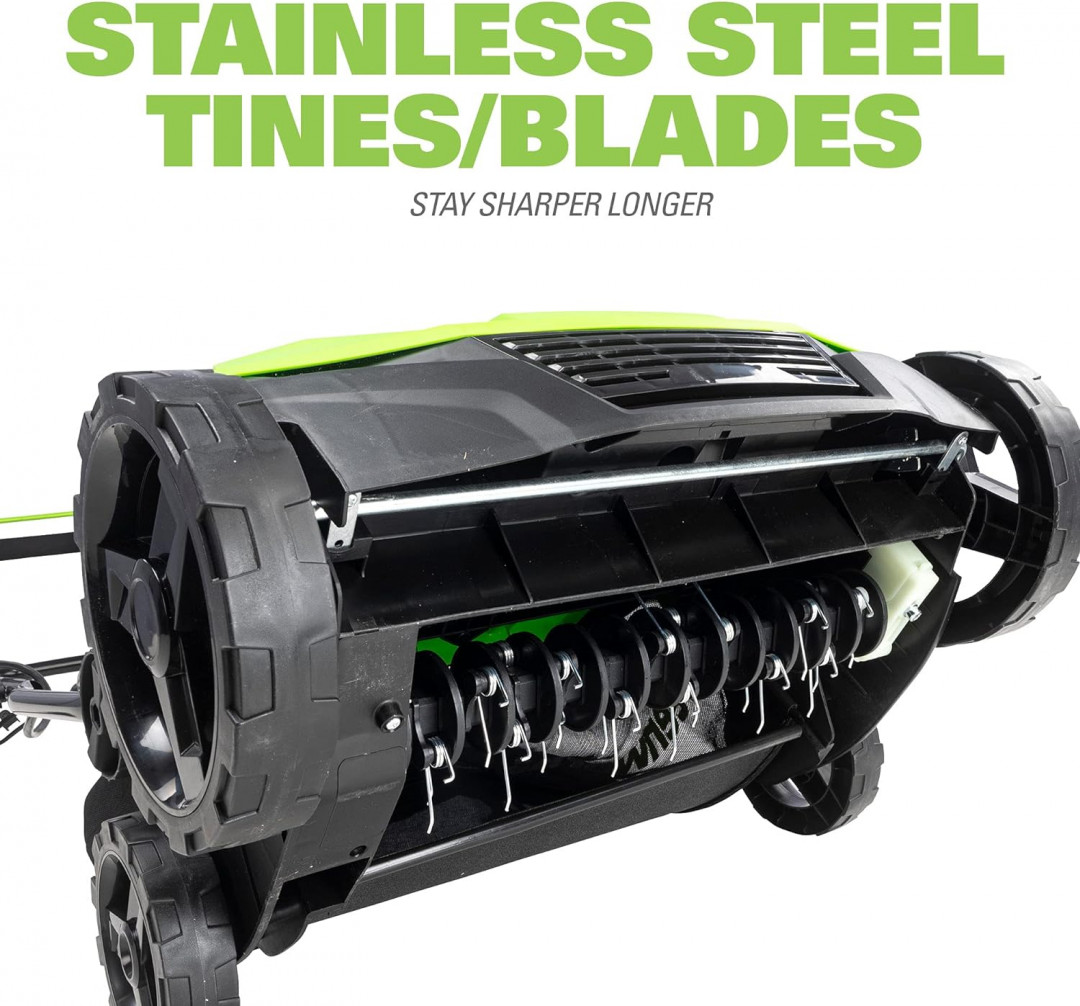 GREENWORKS CORDED Electric DETHATCHER - 14" - 120V - 13 AMP - Green/Black (MODEL: DHA103) image 2