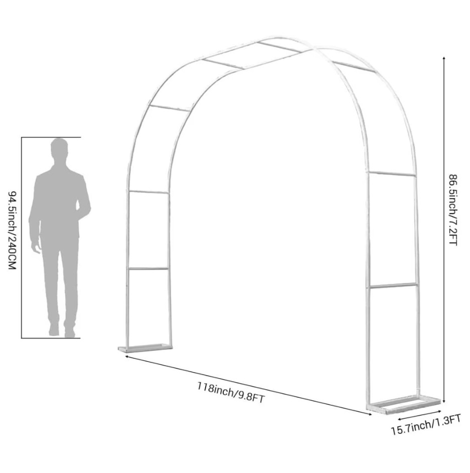 Garvee metal outdoor garden arch trellis - 9.8FT x 7.2FT - white - (model: ppg_337sy9wx) image 2