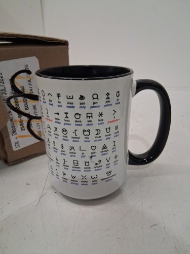 zazzle ceramic "toki pona"  hieroglyphic script coffee mug - 15oz - white/black image 2