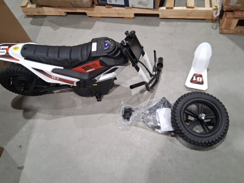 Kids GARVEE Electric Dirt Bike with Rear Suspension, Music & RUBBER TIRES - 350w - 13.7mph - 24v - white/multicolor (model:JC310A) image 3