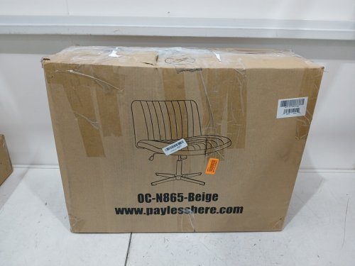 bestoffice criss cross-legged wide seat armless office chair with no wheels - beige (model: 0C-N865-BEIGE) image 3