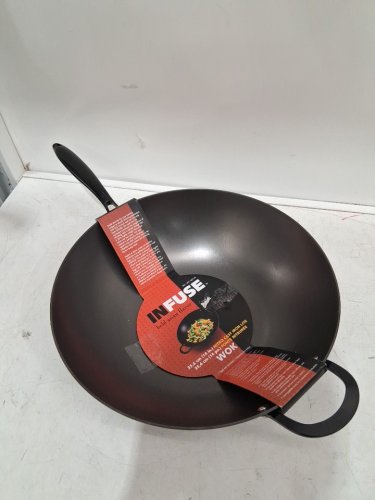 INFUSE OVEN-SAFE INDUCTION COMPATIBLE NITRO CAST IRON LITE WOK - 14" - BLACK (MODEL: 1832193) image 2