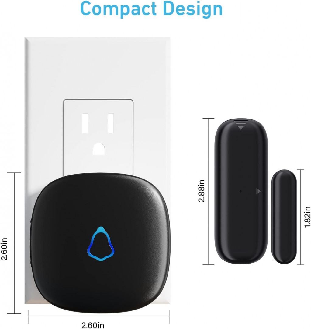 3pc Secrui Wireless Doorbell with 58 chimes & 5 volume levels - 500ft range - black (Model: M520+D015) image 2