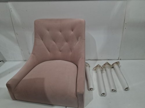 SEYNAR Modern Velvet Accent Chair Tufted Back Armless Chair with Back Pull - 250lbs capacity - pink/gold (model:vd381pk) image 3