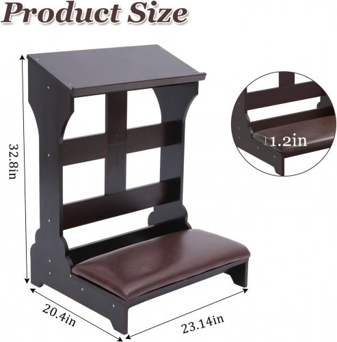 lukar Prayer Kneeler Bench Table - 32.8" x 23" - Brown image 3