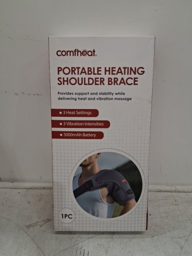 unisex comfheat Portable Shoulder Brace Wrap Heating Pad with Vibration Massage for Pain with Rechargeable battery - OSFM - grey/black (MODEL: CA-138) image 2