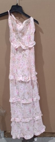 WOMENS LILLEE FLORAL PRINT TIERED MAXI DRESS WITH COREST - EXTRA-LARGE - PINK image 2