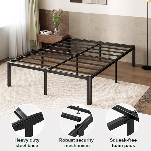 ZINUS Van Metal Platform Bed Frame WITH Steel Slat Support - 16" - QUEEN - BLACK (model:‎AZ-MPRC-16QS) image 2