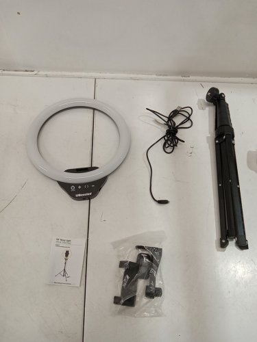 UBeesize Selfie Ring led Light with Stand and Phone holder for Video Recording ＆ Live streaming - 10" ring ' 62" stand - BLACK image 3