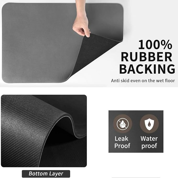 QUICK DRY BATH MAT FOR BATHROOM - 19.5" x 31" - light GREY (MODEL: 25YDF) image 3