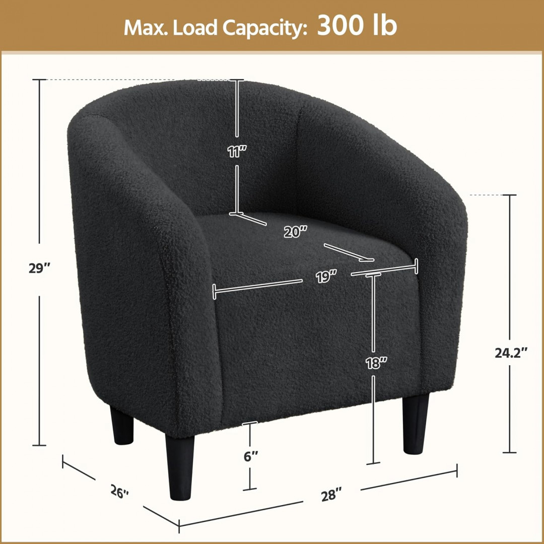 Yaheetech Faux Fur Accent Barrel Chair - dark gray (Model: 592187) image 2