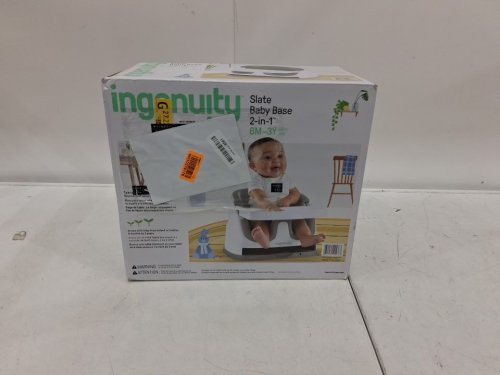 INGENUITY BABY BASE 2-IN-1 BOOSTER FEEDING & FLOOR SEAT - 50LBS CAP - WHITE/SLATE GREY (MODEL: 11576) image 2
