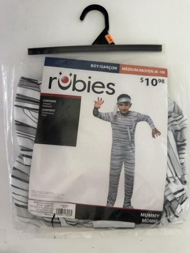 BOYS RUBIES MUMMY COSTUME - MEDIUM (8-10) - WHITE / BLACK (ITEM: 1001654) image 2