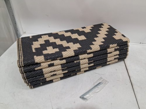 GENIMO Outdoor Waterproof Plastic Rug for Patio - 10FT x 8FT - Black/Beige image 2