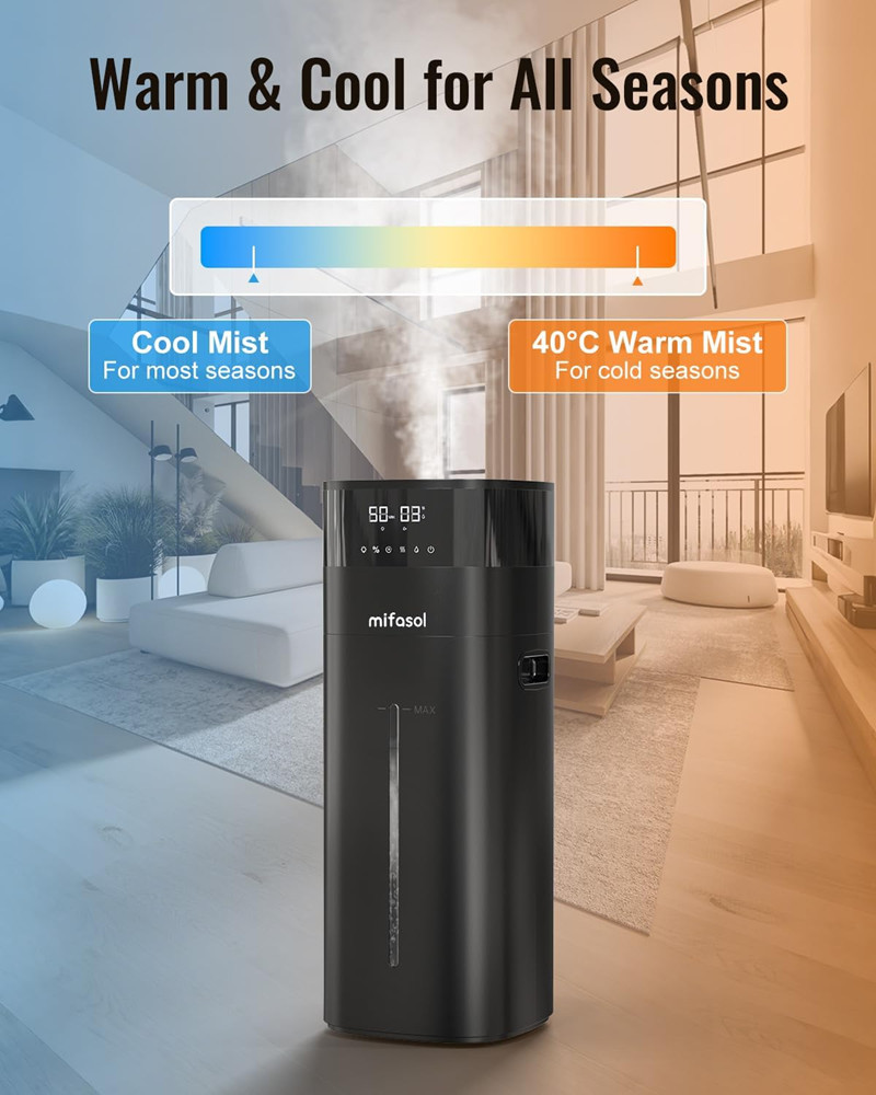 mifasol cool and Warm Mist Humidifier with Extended Mist Tube - 5.3 GAL/20L - 2000sq.ft - black (MODEL: mfs-mh-2301j) image 4