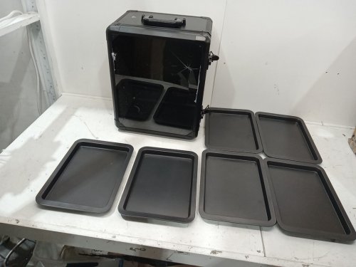 6 tray aluminum alloy display and transport case for action figures - 17" x 14" x 10" - black image 3