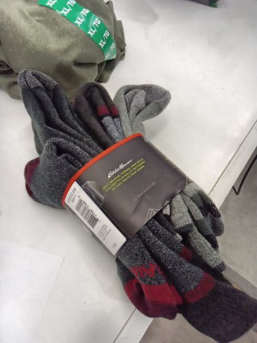 4PR MEN'S EDDIE BAUER BRUSHED THERMAL CREW SOCKS - 6-12 - RED & Grey (style: 1805717) image 2