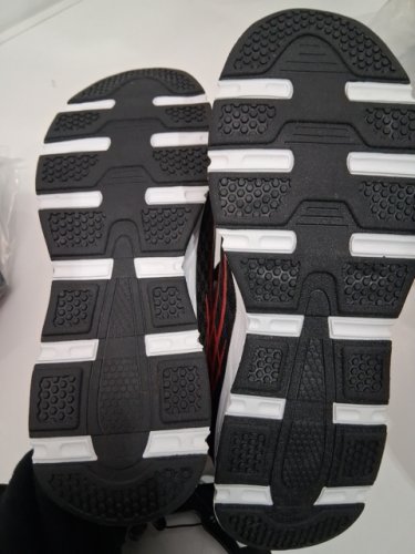 BOY'S ATHLETIC WORKS SNEAKERS - SIZE 5 - BLACK/RED image 3