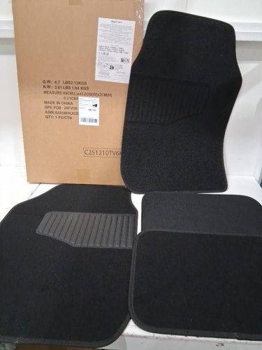 4pc amazon basics universal fit Rubber Carpet Floor Mats For Car SUV Van and Truck - 25" x 17.5" (FRONT) 13" x 17.5" (REAR) - black image 2