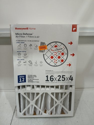 honeywell home micro defense merv 12 air filter - 16" x 25" x 4" - white (Model: CF412H1625) image 2