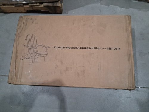 2PK Foldable Wooden Adirondack Chair - 32" x 28" x 35" - BLUE image 2
