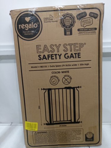 REGALO EASY-STEP METAL WALK-THROUGH SAFETY GATE - 30" X 29'' - 38.5'' - WHITE (MODEL: 1160DS) image 2