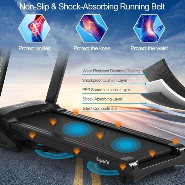 costway Electric Folding Treadmill with Auto Incline 12 Program APP Control - 3.75HP - BLACK (model:SP37466) image 3
