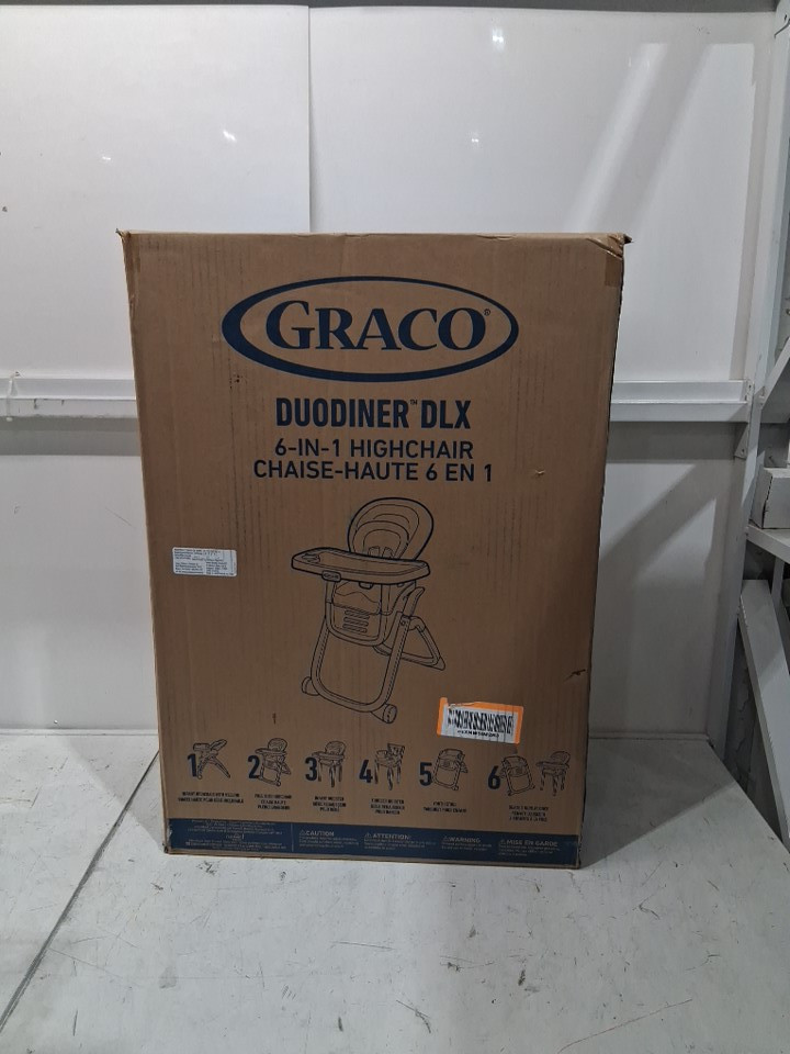 graco duodiner dlx 6-in-1 reclining adjustable height highchair with 6 growing stages - can seat 2 kids at once - 40lb max weight - allister grey (model: 2111217) image 2