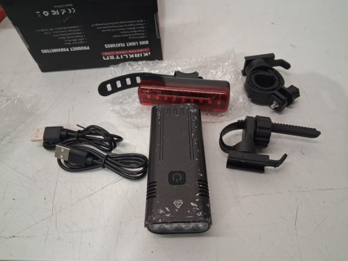 2pc ikirkliten rechargeable front & back bike light set for night riding - 3000lm - black image 3