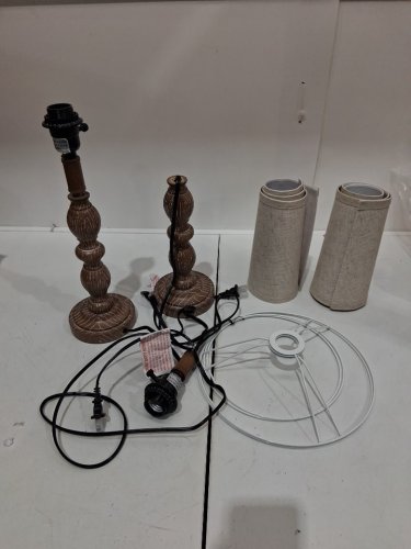 2PK rustic lamps with shades - 10.5" - dark brown image 3