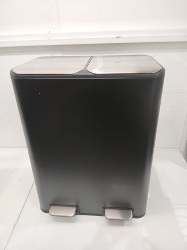 Pirecart Stainless Steel Double Compartment Trash Can - 16GAL - Black/Silver (Model: LY-60) image 4