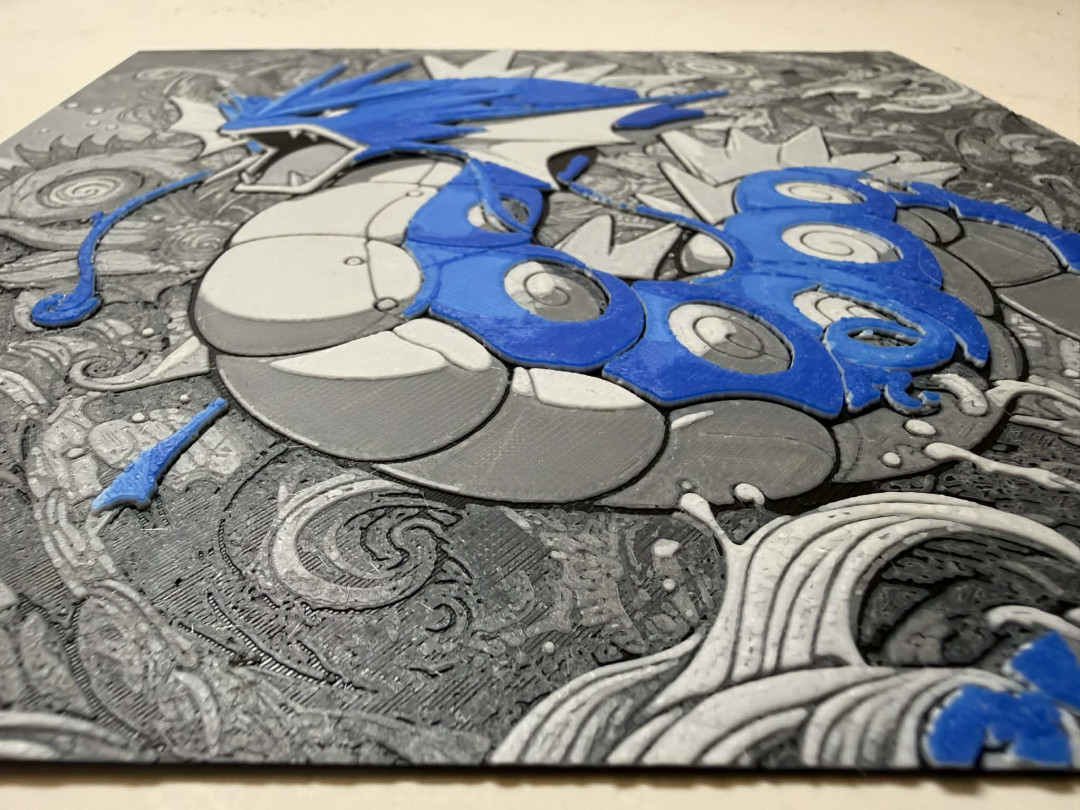 8"x8" 3D Printed - Gyarados - Pokémon - Textured Photo image 2