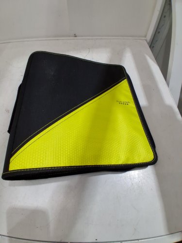 FIVE STAR HEAVY-DUTY 3" D-RING ZIPPER BINDER WITH HANDLE - 13.75"X13" - neon yellow/BLACK image 2