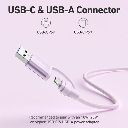 BENFEI 2-IN-1 Magenetic Wireless Charger USB-A / USB-C - 15W Output - Pink (Model: 000401pink) image 2