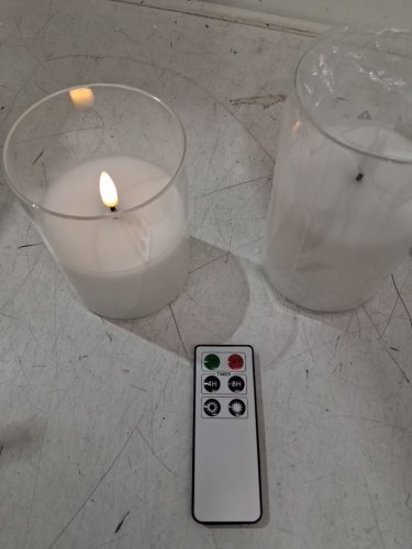 3PK Eywamage Glass Flameless Candles WITH REMOTE  - 6"-5"-4" - CLEAR image 4