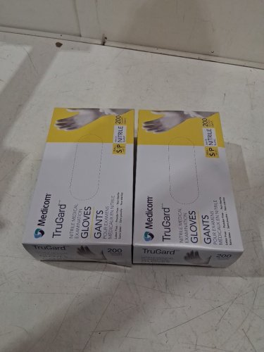 2 (200PK) MEDICOM TRUGARD NITRILE MEDICAL EXAM GLOVES - 400 IN TOTAL - SMALL - WHITE (MODEL:1858760) image 3