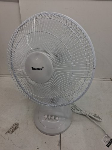 TOOLTECH 3-SPEED OSCILLATING DESK FAN - 12"D - WHITE (MODEL: 100075) image 4