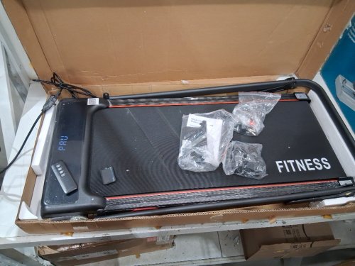RHYTHM FUN Incline Foldable Treadmill WITH HANDLES Walking Pad Treadmill with Incline - 300lb cap - red/black (model:cp03) image 2