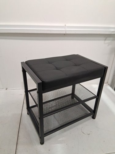 Industrial Entryway 3-Tier Shoe Rack Storage Bench - 17.5" x 11.5" x 16.5" - Black image 2
