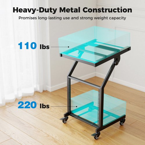 costway professional 2 layer audio mount with adjustable crossbars - 23.5" x 20" x 28.5" - black (model: td10056) image 3
