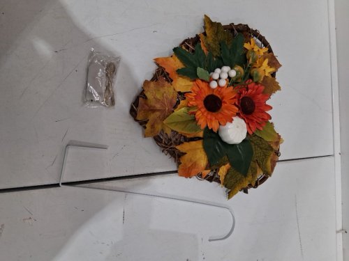 autumn grapevine wreath with door hanger and mini lights - 12.5" x 10.6" - various colours image 3
