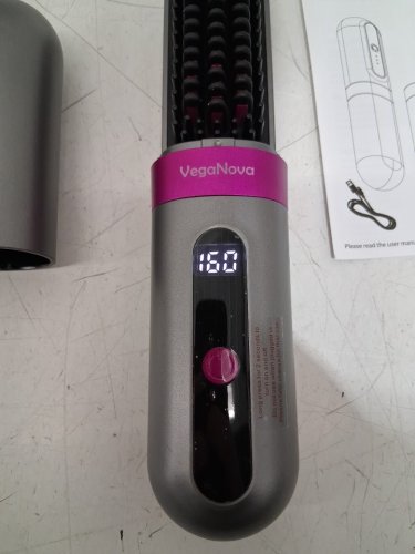 VegaNova Cordless Hair Straightener Brush with 3 heat levels - grey/pink image 4