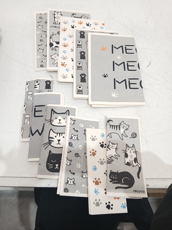 10Pc Recyco plant based Swedish dishcloths - cat print (MODEL: 1796215) image 4