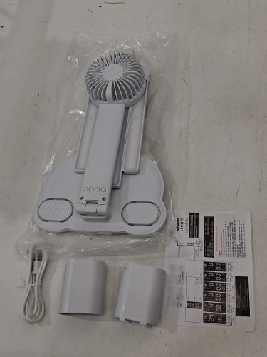 Led Desk Lamp Fan Night Light with Clock - Foldable Table Lamp with Pen Holder, 3 Brightness Levels, USB Charging Port - white image 3