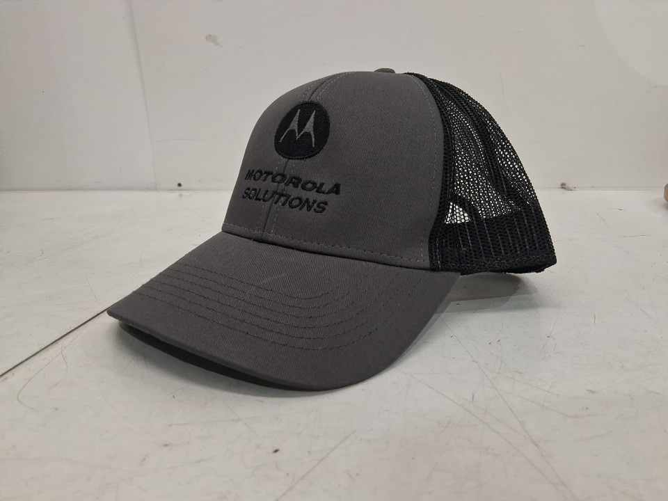 Unisex CapAmerica Motorola Poly Cotten Cap with Mesh Back - OSFM - Grey/Black (Style:MOT25085) image 2