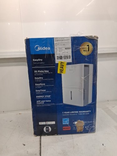 MIDEA DEHUMIDIFIER FOR BASEMENT WITH REUSABLE AIR FILTER - 3000SQ.FT - WHITE (MODEL: MAD35C1AWS-A) image 2