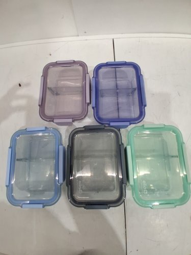 10PC Ello Colour Lock Divided Glass Meal Prep Set - 800ML - MULTICOLOUR (MODEL: 1901809) image 2