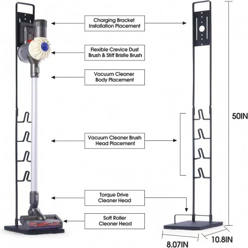 Dingchen Freestanding Vacuum Stand for Dyson Vacuum - 50" - Black image 2