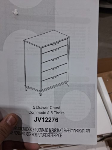 costway 5 drawer dresser with interlocking system - 16.5" x 31.5" x 48" - cherry (model:JV12276CH) image 3